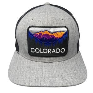 Colorado Snapback Trucker Cap Gray One Size Adjustable Embroidered Mesh Back